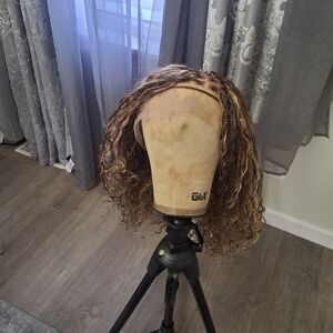 Human Hair/Curly Brown Wig